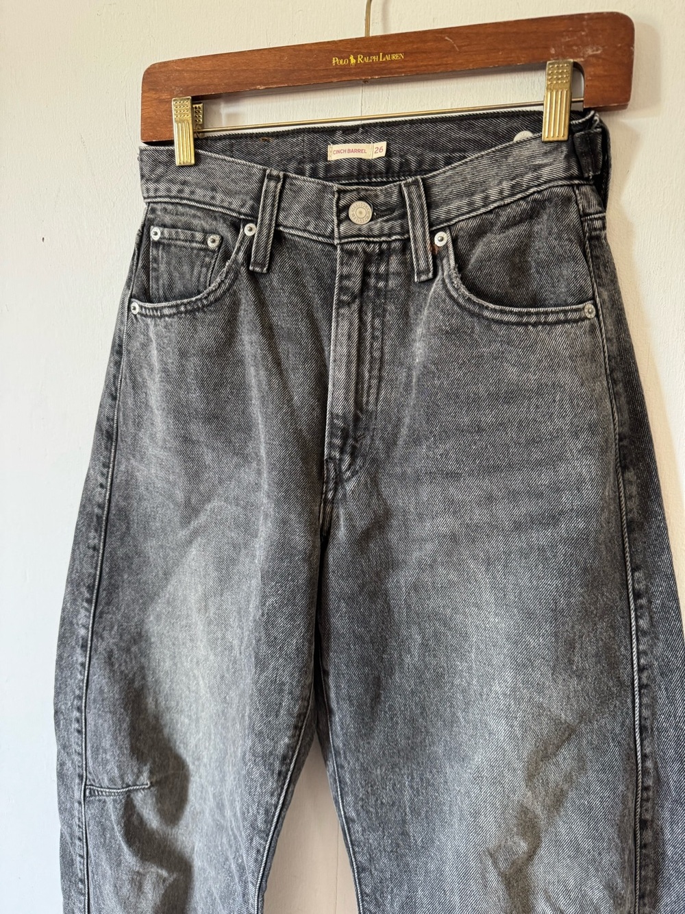 Levi's Cinch Barrel Jeans Past Lives Faded Black High Rise Womens 26 - Picture 3 of 9